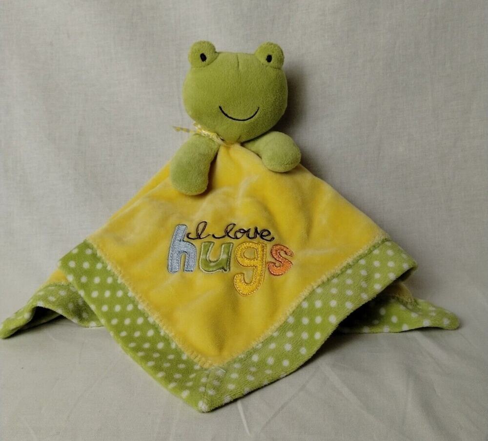 Carter’s Frog I Love Hugs Rattle Baby Blanky Security Blanket Lovey Soft Plush